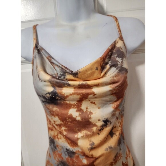 Shein Womens Cami Dress Multicolor Tie Dye Spaghetti Strap Cowl Neck L New - Picture 7 of 8